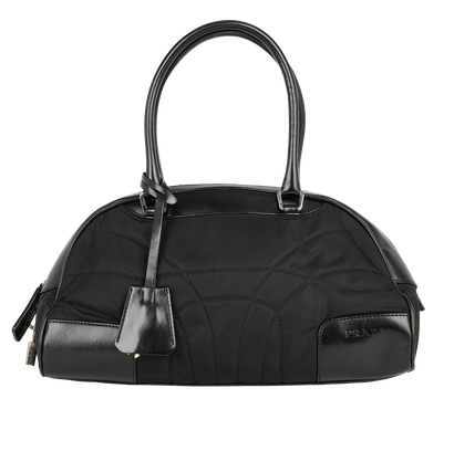 Mini Boston Bag, &pound;150, Handbags, Black, Leather/Nylon (Polymer), Front view